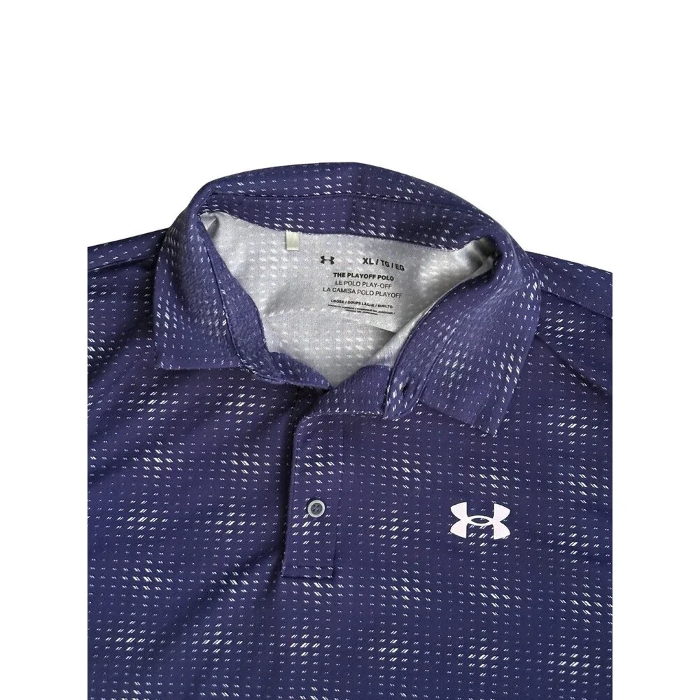 Under Armour Men's The Playoff Polo Shirt Size XL Blue Pattern Short Sleeve Golf - Picture 2 of 3